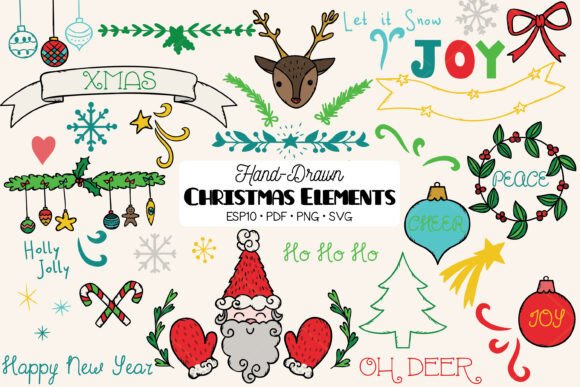 Colorful Christmas Decorative Elements Mega Pack