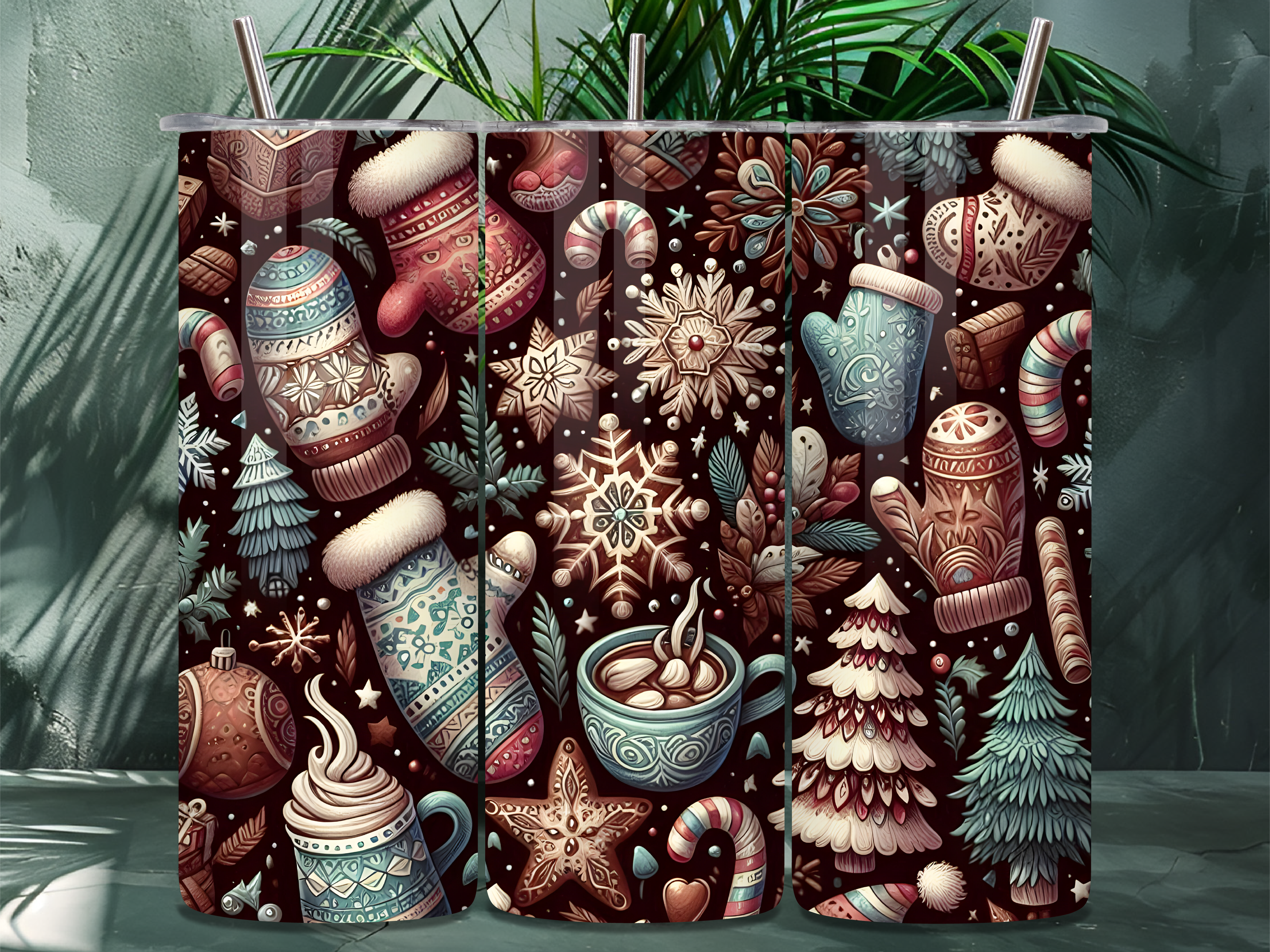 Cozy Christmas Winter Elements Tumbler