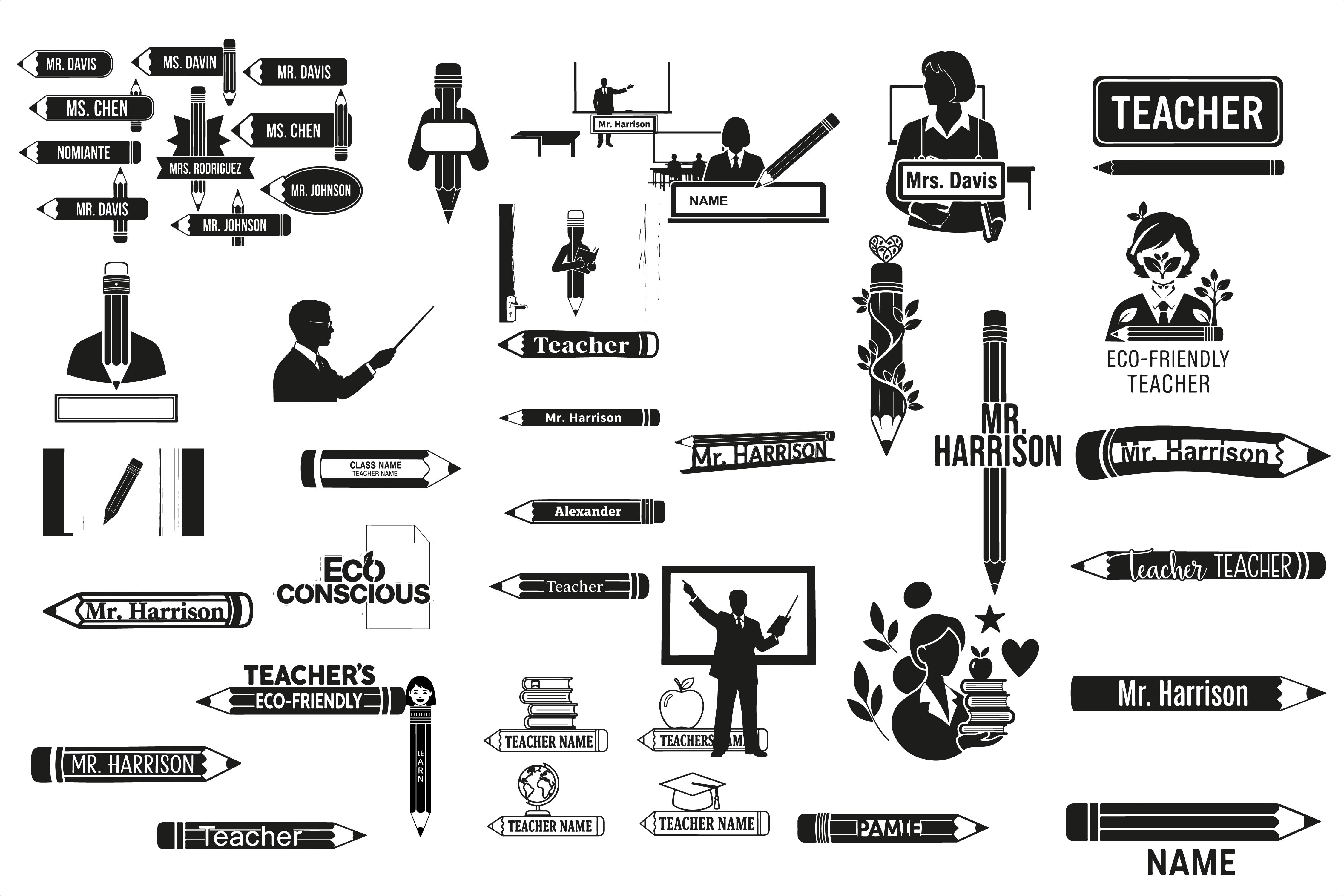 Creative Teacher Pencil Name Sign Design