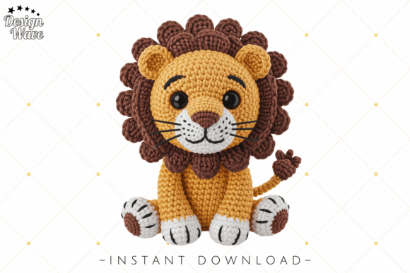 Cute Crochet Amigurumi Lion PNG