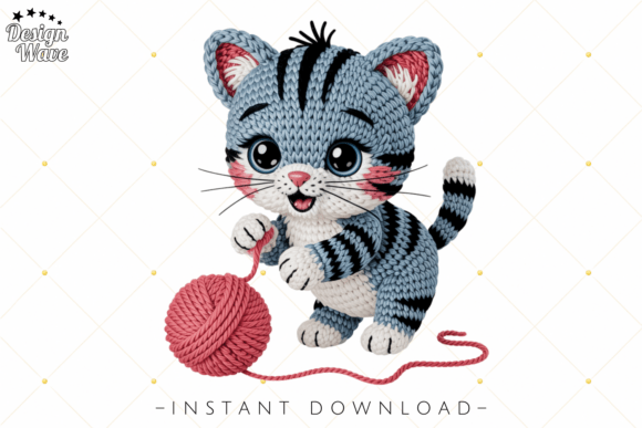 Cute Crochet Cat PNG