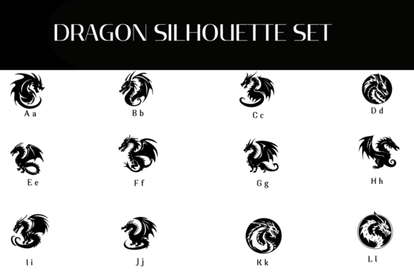 Dragon Silhouette Set Font - Preview 1