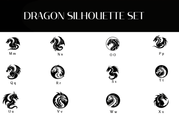 Dragon Silhouette Set Font - Preview 2
