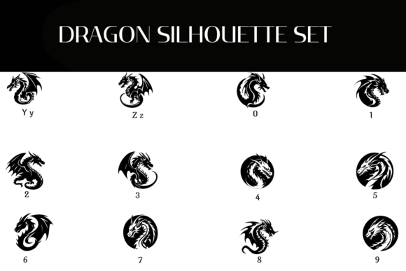 Dragon Silhouette Set Font - Preview 3
