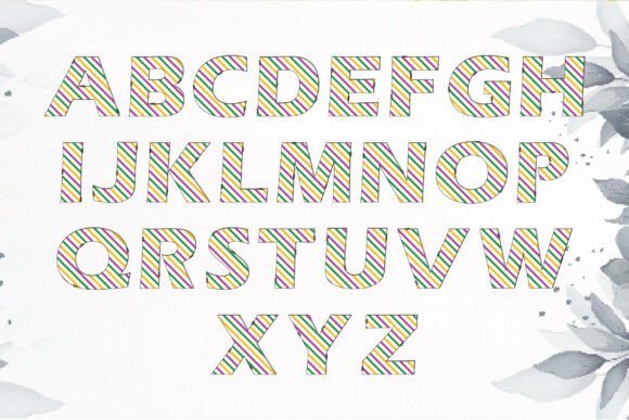 Mardi Gras Spring Decorative Font PNG with transparent background - Preview 3