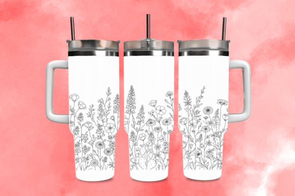 Texas Wildflower Tumbler Wrap PNG