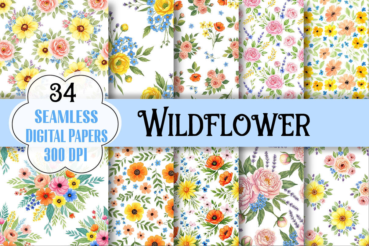 Wildflower Digital Paper Graphic by Bundle · Creative Fabrica