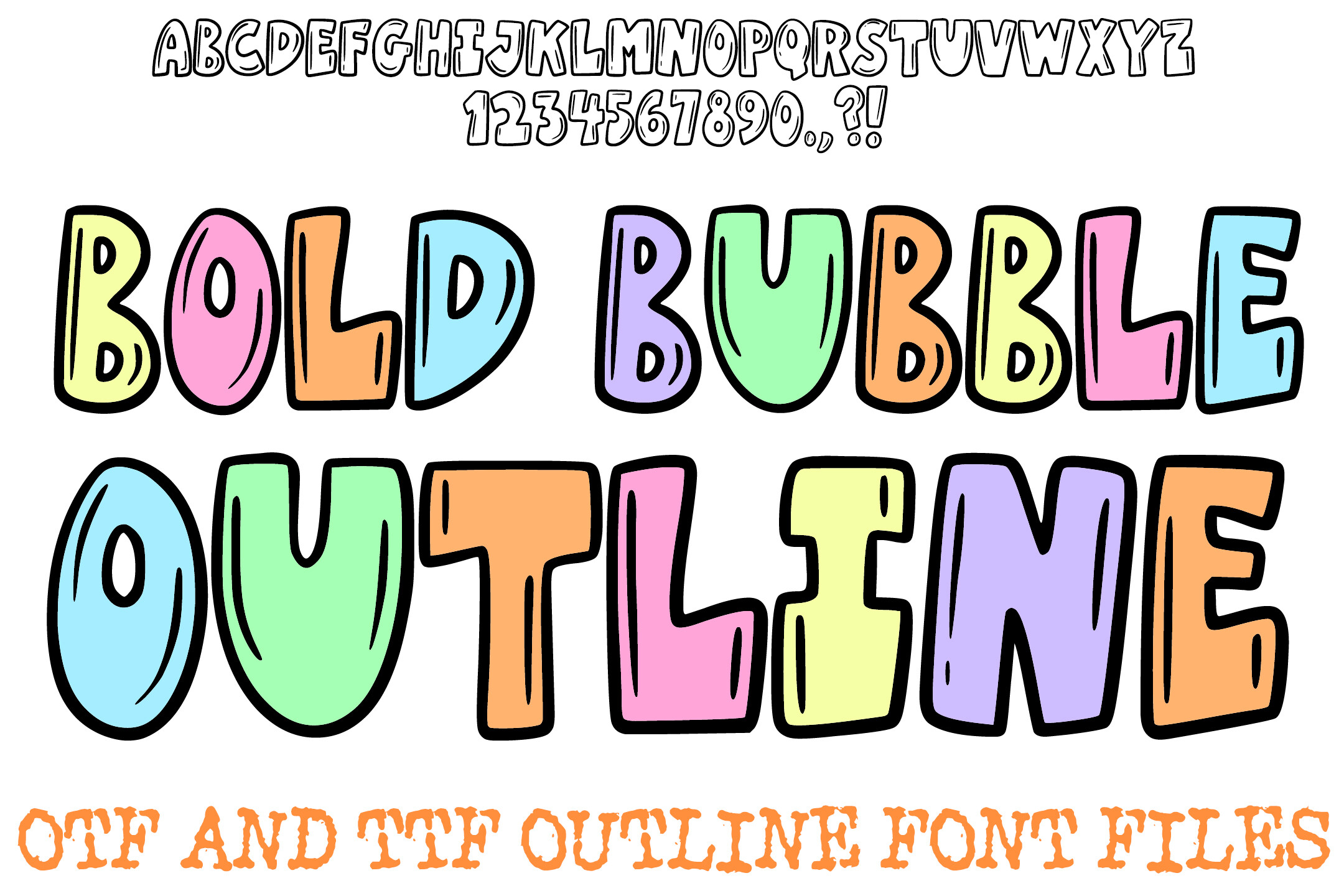 Bold Bubble Outline preview, outline bubble display