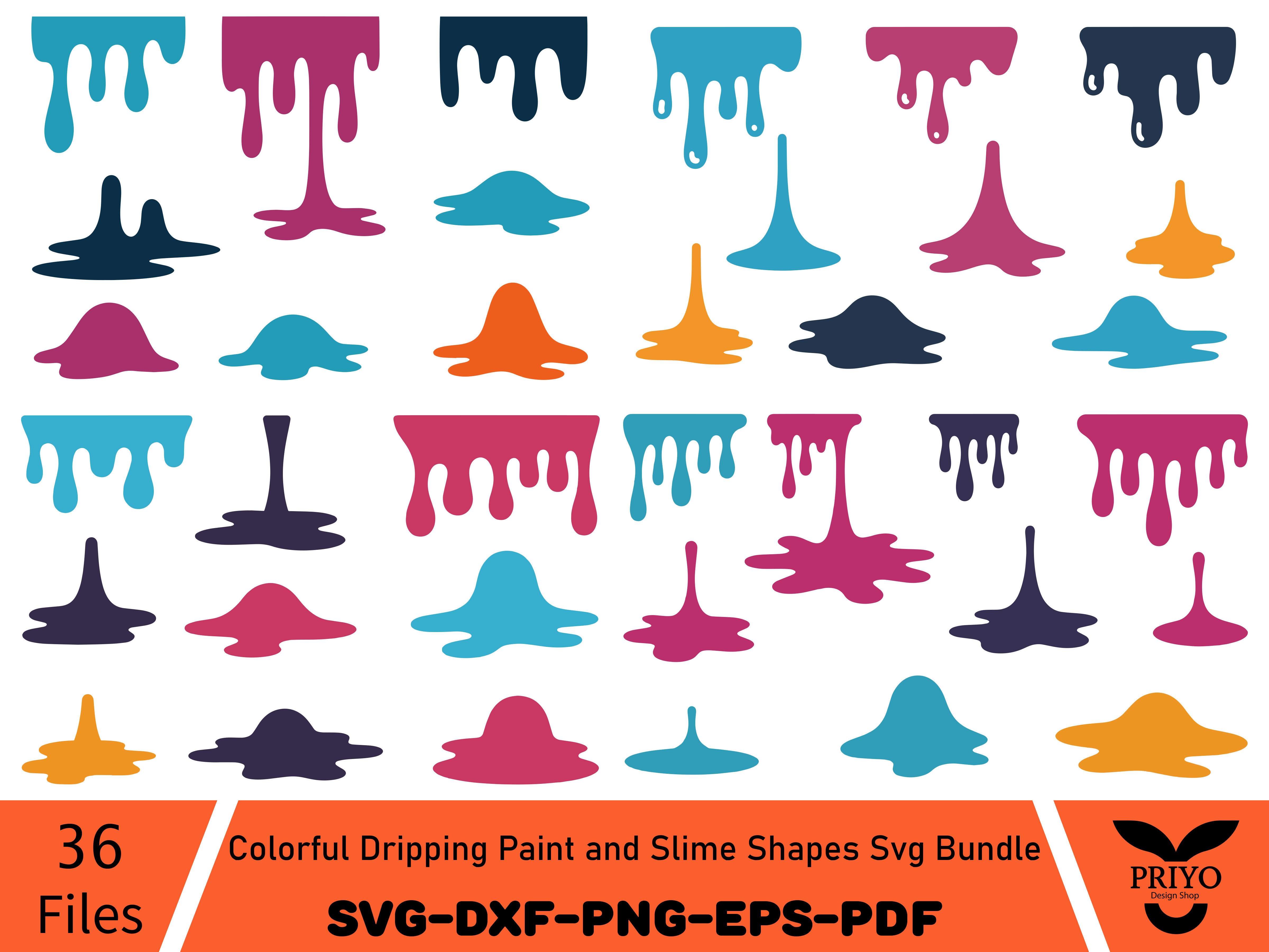 Colorful Dripping Paint and Slime Shapes