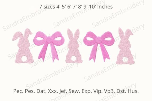 Easter Bunny Bow Embroidery Design