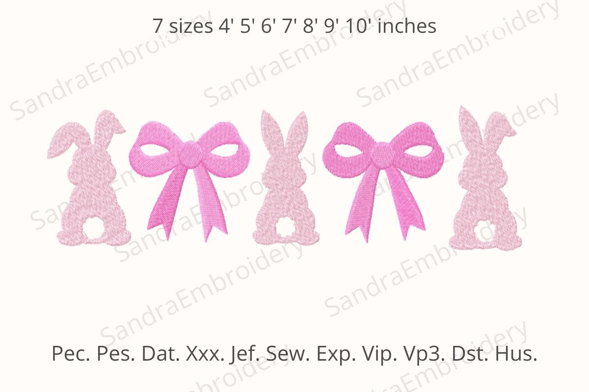 Easter Bunny Bow Embroidery Design