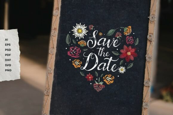 Floral Heart Save the Date Wedding SVG