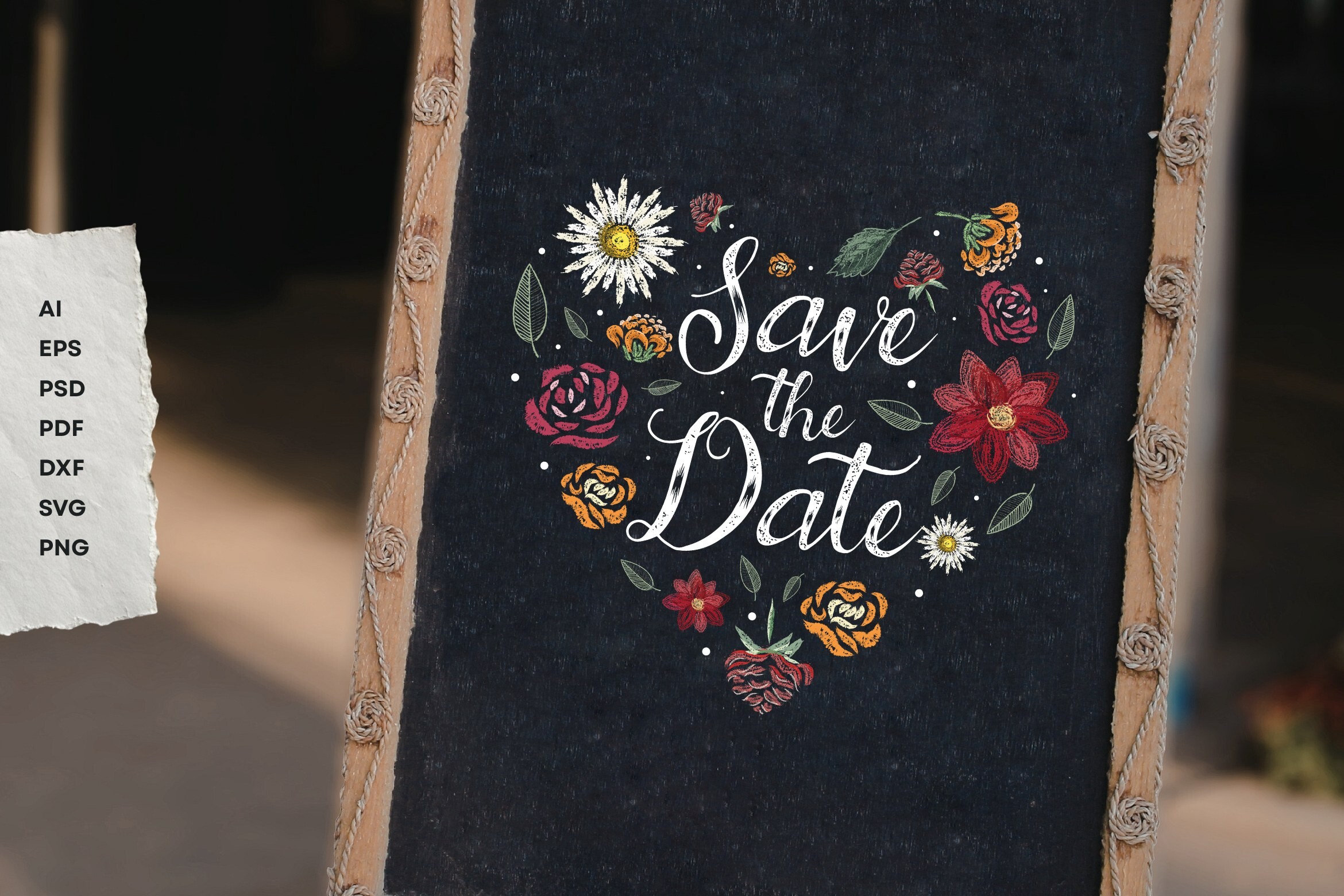 Floral Heart Save the Date Wedding SVG