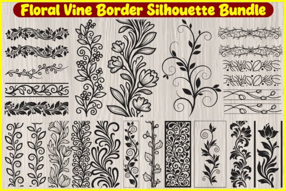 Floral Vine Border Silhouette Bundle