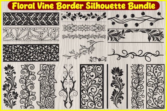Floral Vine Border Silhouette Bundle