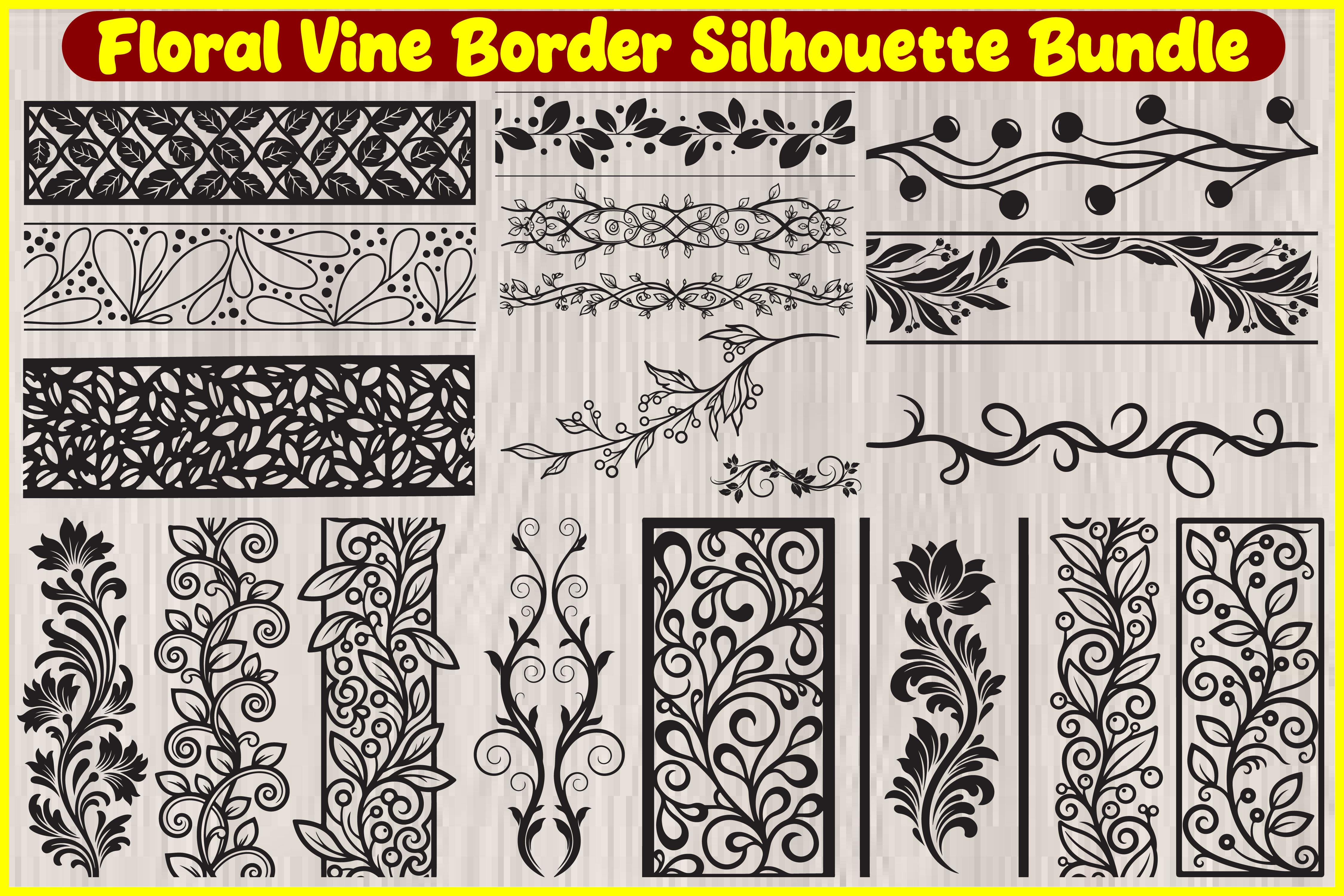 Floral Vine Border Silhouette Bundle