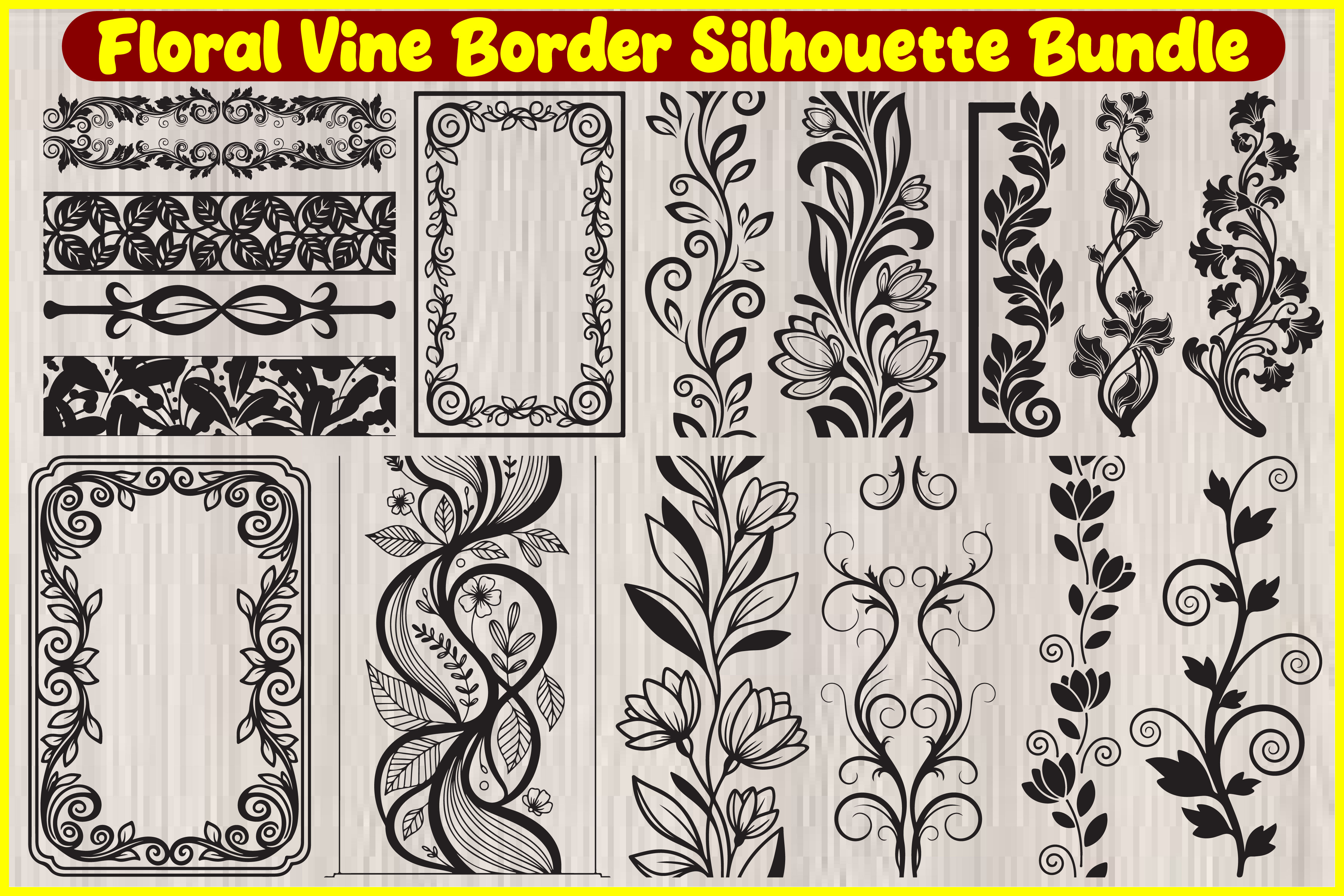 Floral Vine Border Silhouette Bundle