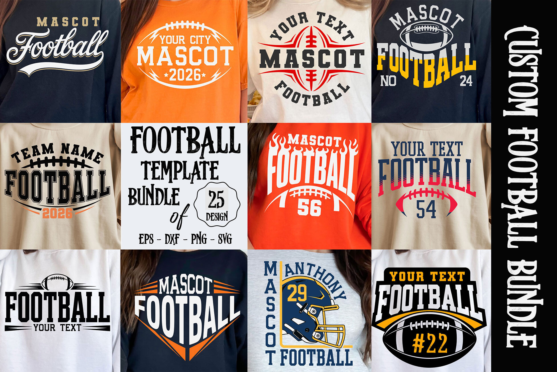 Football Bundle SVG, Custom Football SVG