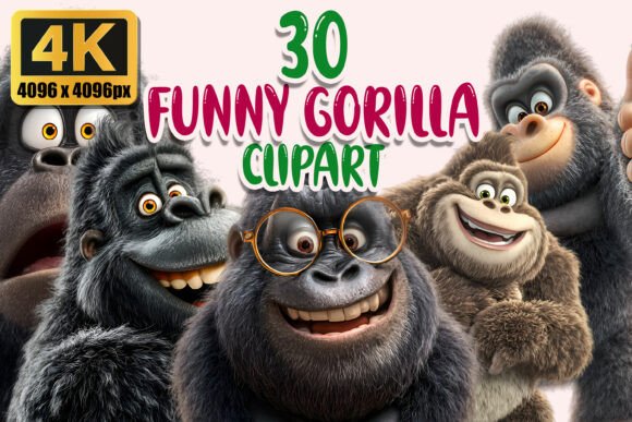 Funny Gorilla Clipart PNG Bundle Graphic by M9 Design · Creative Fabrica