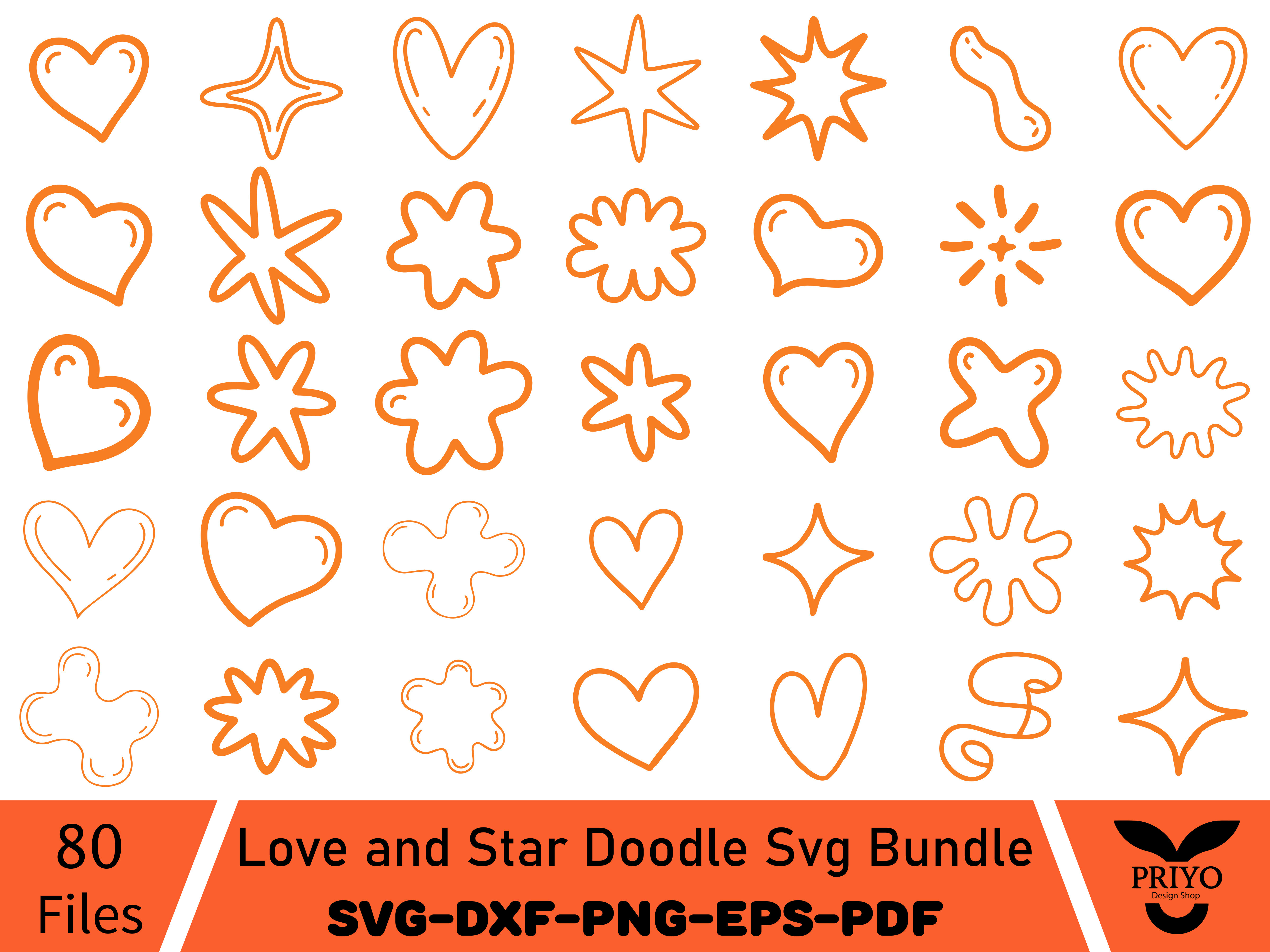 Love and Star Doodle Svg Bundle