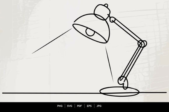 Minimal Desk Lamp Line Art