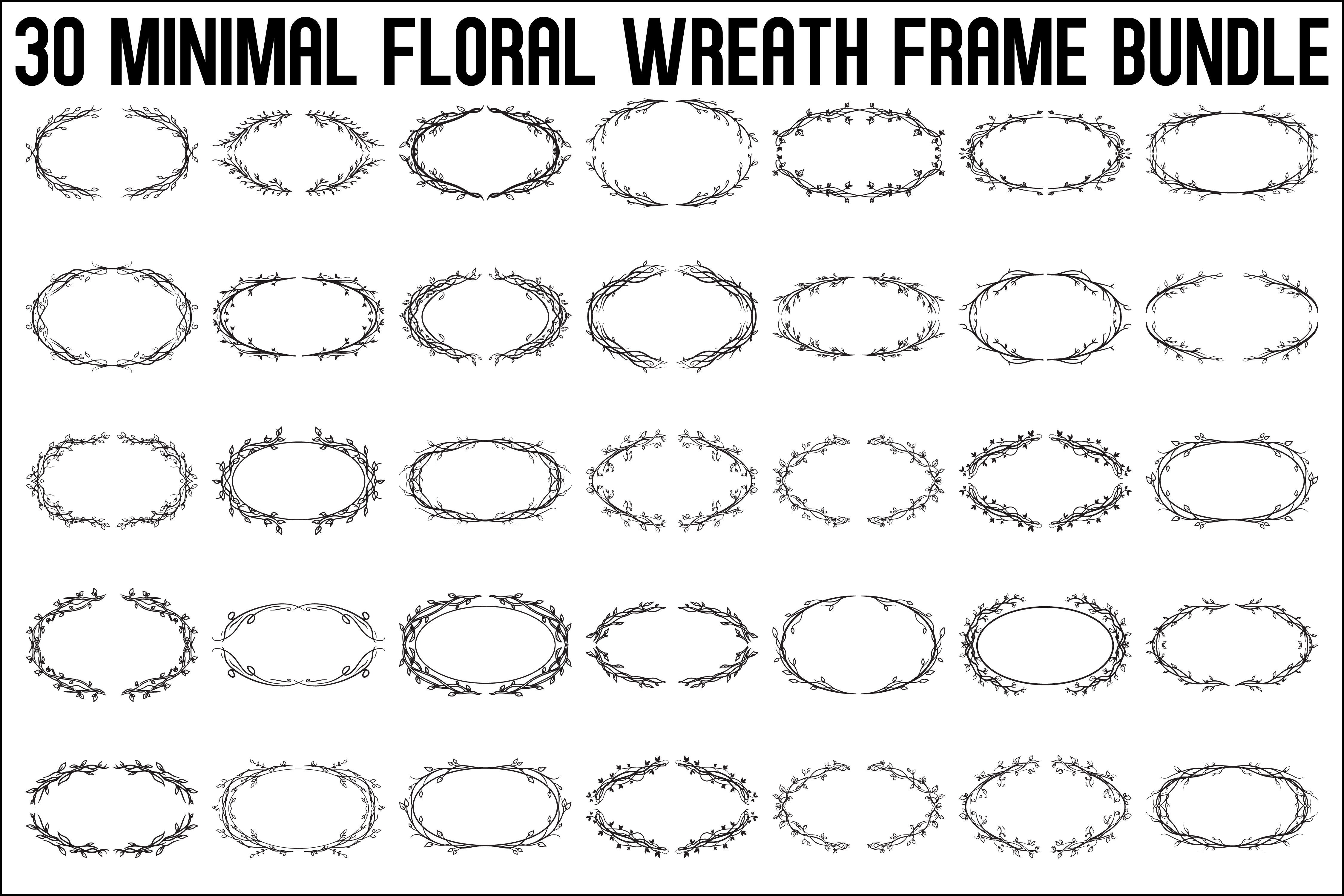 Minimal Floral Wreath Frame Bundle