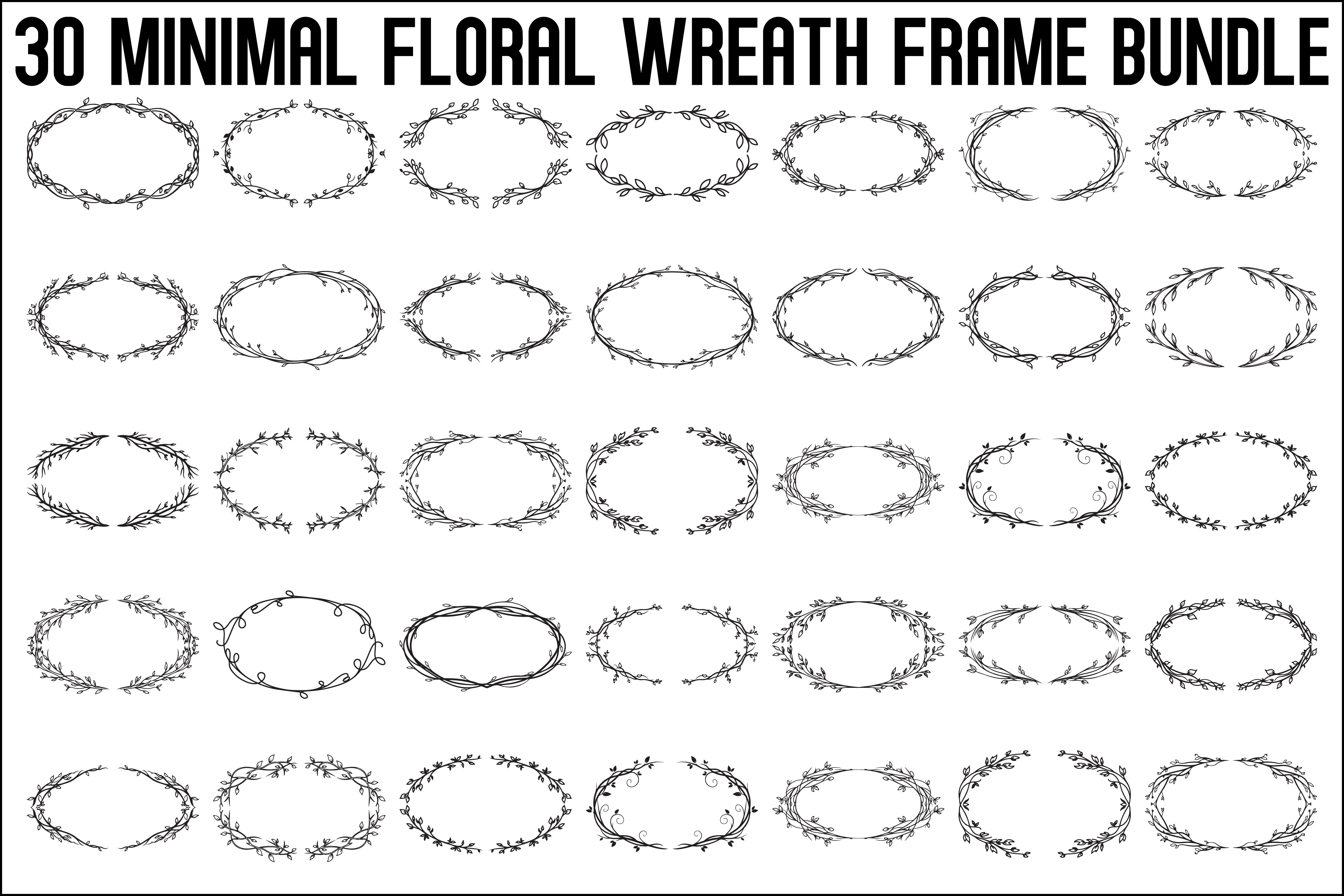 Minimal Floral Wreath Frame Bundle