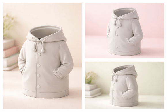 Raincoat Pen Holder STL | 3D Printable Desk Organizer Model - Image 2