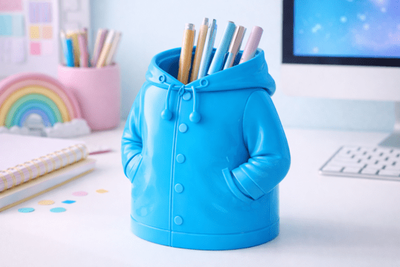 Raincoat Pen Holder STL | 3D Printable Desk Organizer Model - Image 4