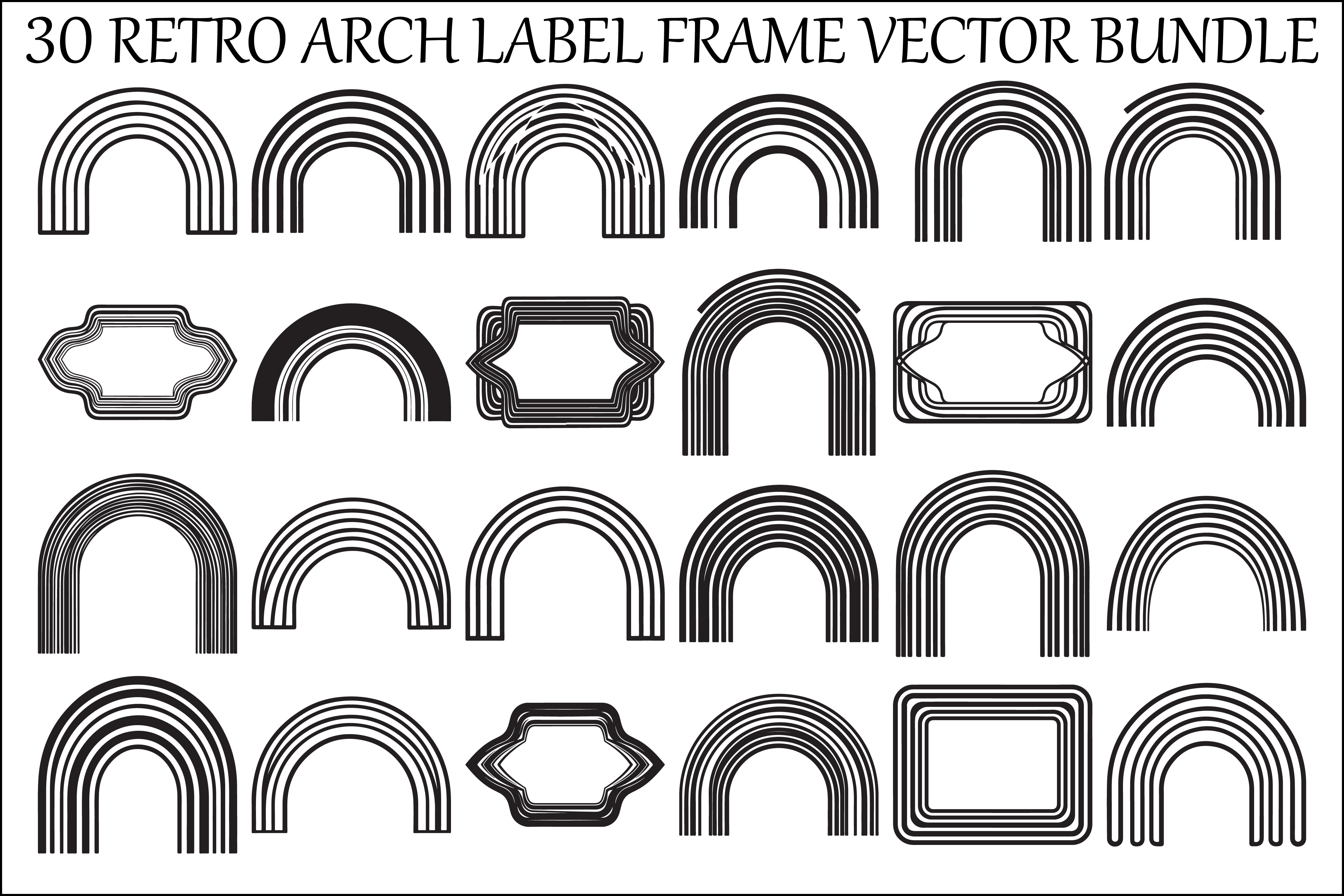 Retro Arch Label Frame Bundle Bundle