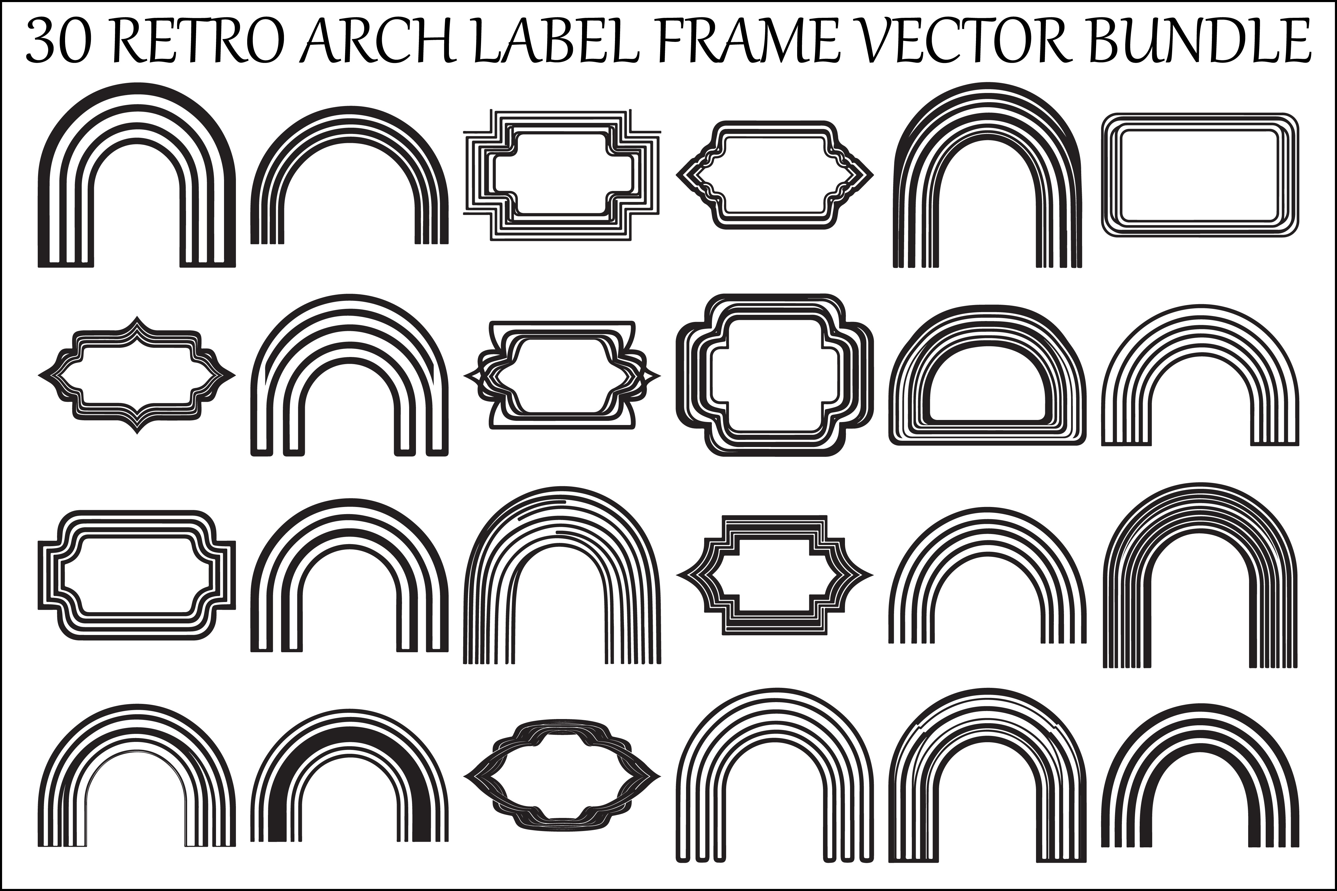 Retro Arch Label Frame Bundle Bundle