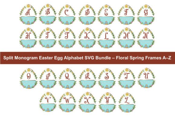Split Monogram Easter Egg Alphabet Svgs Graphics