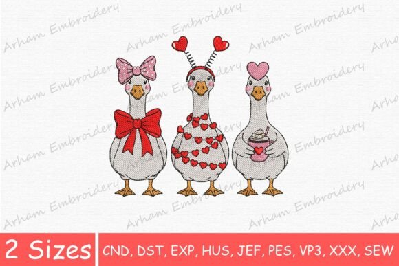 Valentine Cute Goose Trio