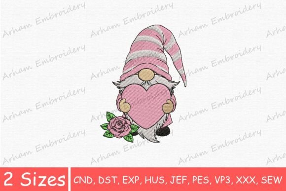 Valentine Gnome Heart and Rose