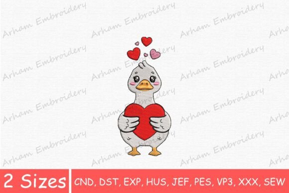 Adorable Duck Holding Heart