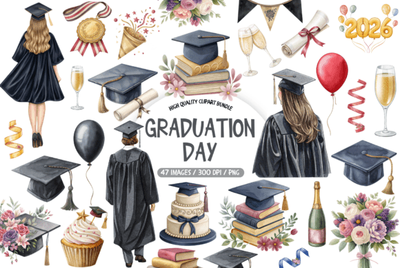 Class of 2026 Graduation Clipart Gráfico Ilustraciones Imprimibles Por TatiMockups