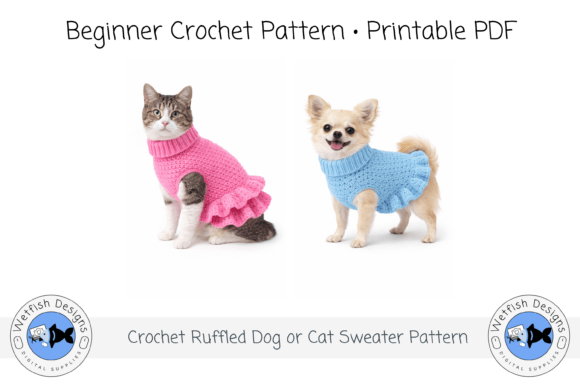 Crochet Ruffled Dog Cat Sweater Pattern