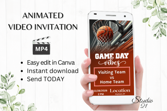 Digital Basketball Game Invite Graphic Motion Graphics By Studio21