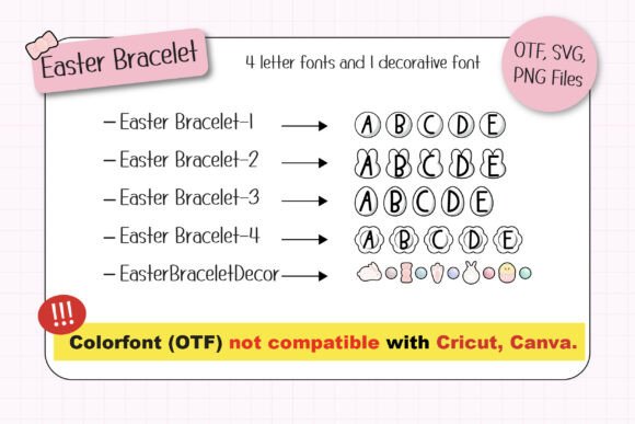 Easter Bracelet Font PNG with transparent background - Preview 1