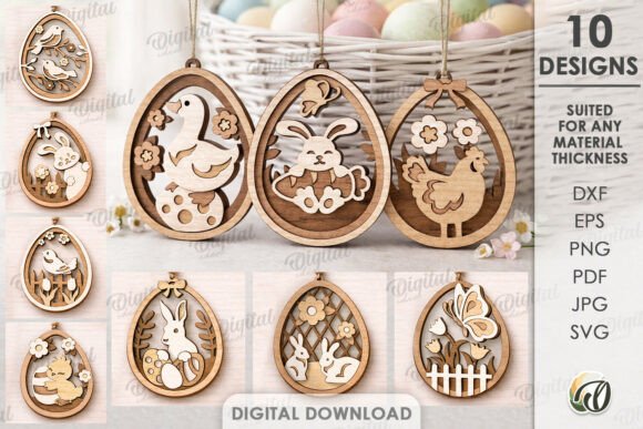 Layered Easter Eggs Bundle Laser Cut · Creative Fabrica