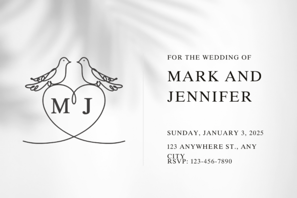 Love Bird Wedding Monogram Font PNG with transparent background - Preview 1