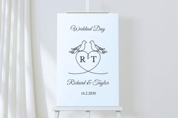 Love Bird Wedding Monogram Font PNG with transparent background - Preview 2