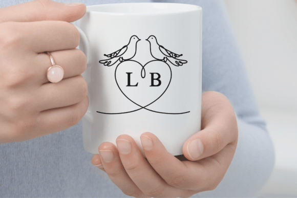 Love Bird Wedding Monogram Font PNG with transparent background - Preview 5
