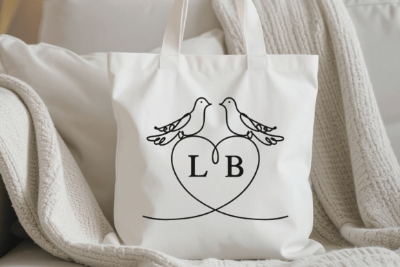 Love Bird Wedding Monogram Font PNG with transparent background - Preview 6