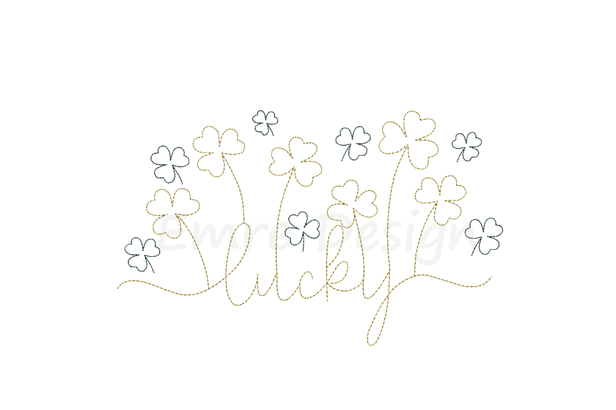 Lucky Clover Line Art Embroidery Design