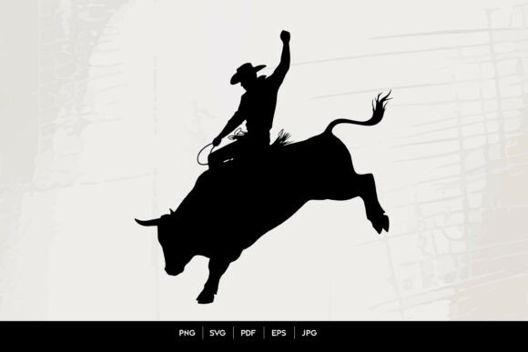 Rodeo Cowboy Bull Riding Silhouette Graphic Crafts By rsbrandingbd