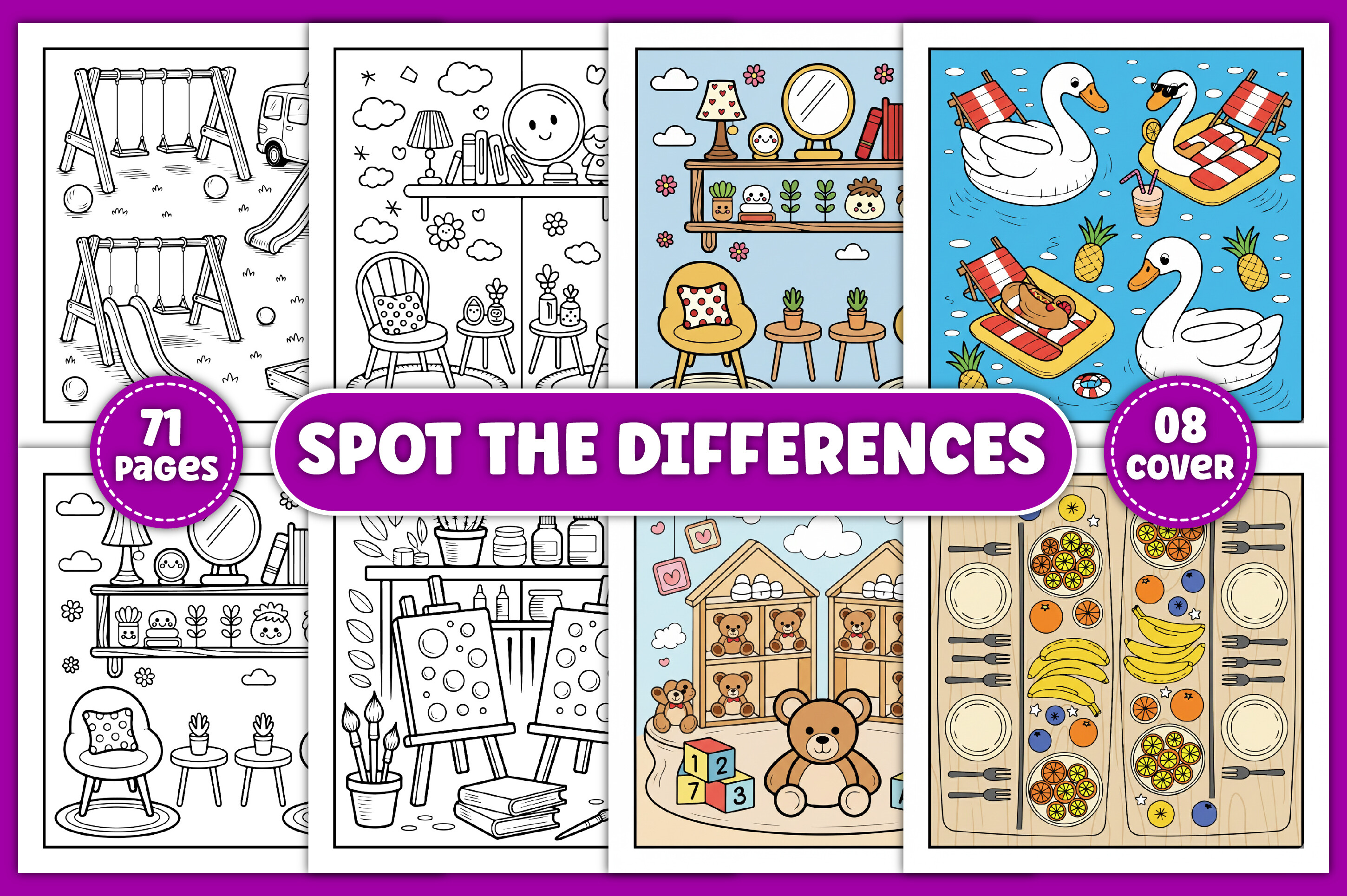 Spot the Differences Coloring Book