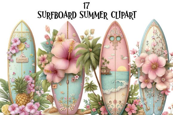 Surfboard Summer Clipart Graphic Illustrations By Artoya