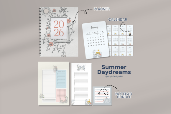 2026 Planner Calendar Notepad Graphic Planners & Schedules By Origin Designs PH