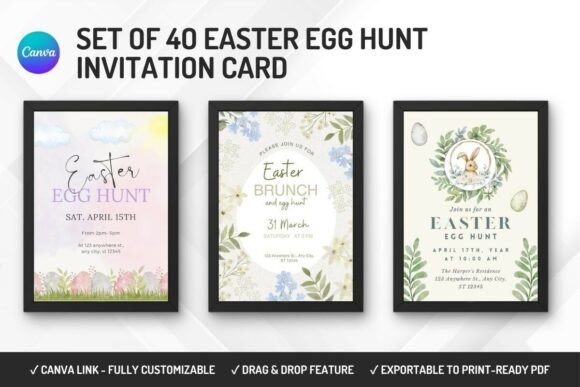 40 EASTER EGG HUNT Invitation Templates